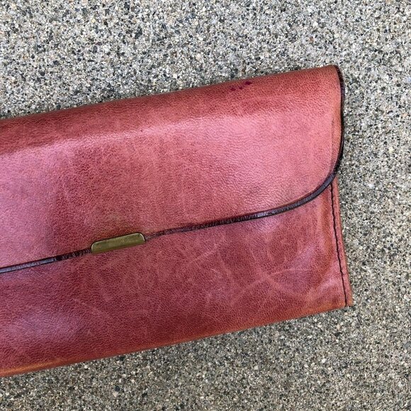 Vintage ECHT 2 PRYM Leather Tri Fold Wallet Clutch Multi Pocket Purple RARE - Picture 5 of 14
